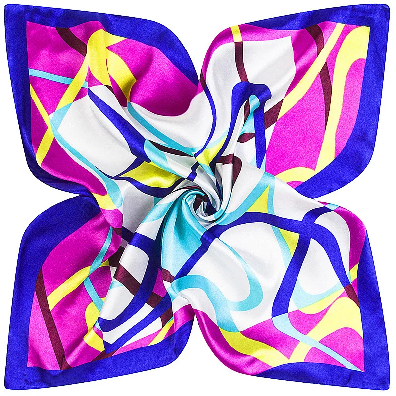 

2017 Square silk scarf 60cm * 60cm new name family wind small Geometry curve hijab ladies scarves wraps