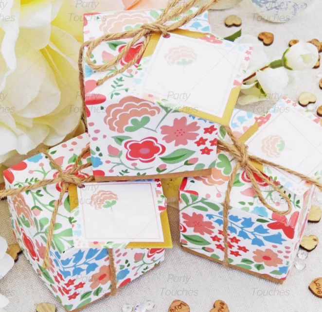Бумага для рукоделия с цветочным принтом коробка конфет на свадьбу Baby Shower День рождения для вечеринок, на подарок, для конфет Подарочная коробка пустой карты