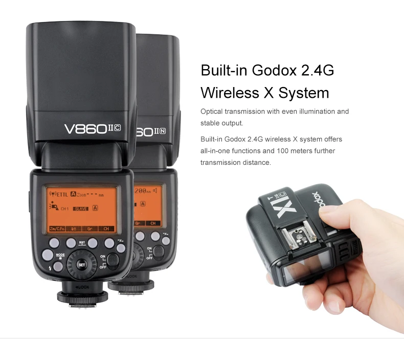 Godox Ving V860 II литий-ионная батарея Speedlite вспышка для sony A7 A6000 A6300 для Canon Nikon Fuji Olympus w/Xpro Flash передатчик