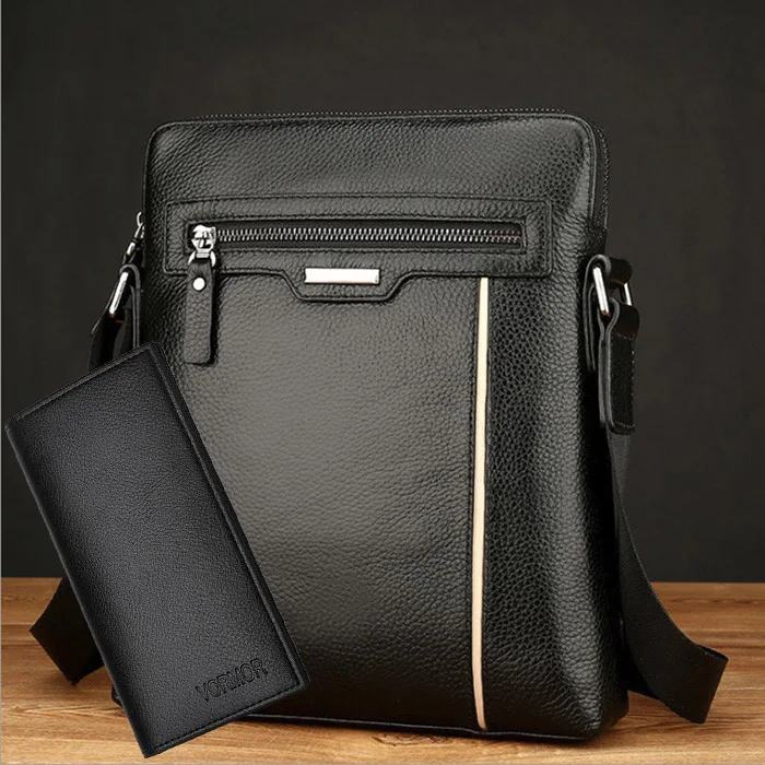 Black wallet VORMOR, известный бренд, кожаная мужская сумка, повседневная, деловая, кожаная, мужская сумка-мессенджер, модная, мужская сумка через плечо, bolsas, Мужская - Цвет: Black wallet