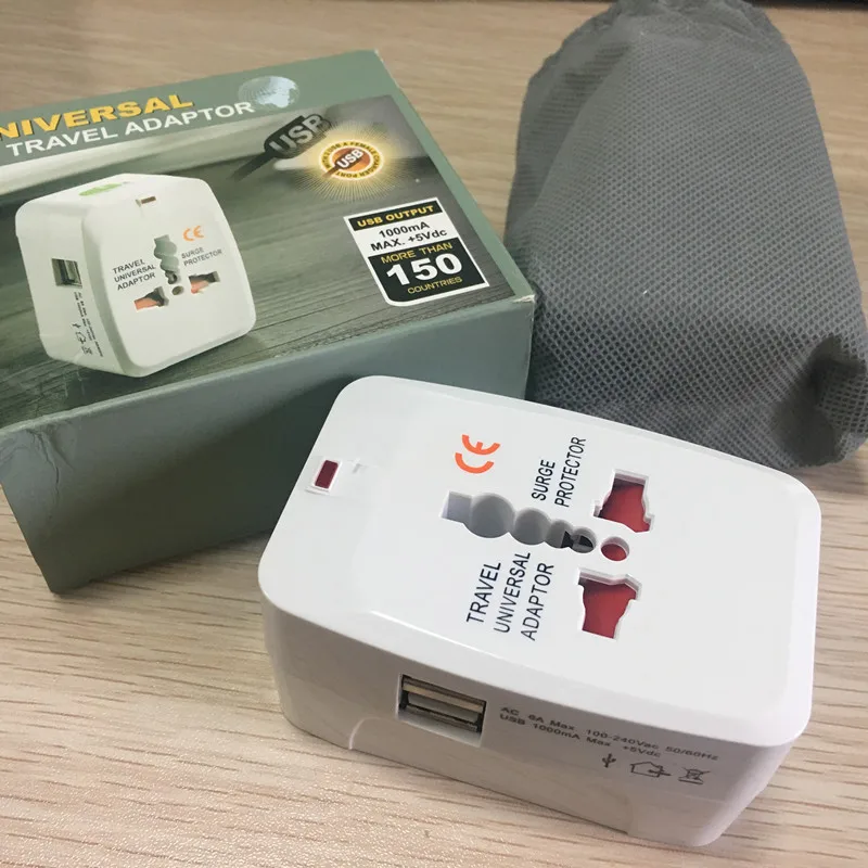 Новый Универсальный переходник с международной вилкой 2 USB порта адаптер питания