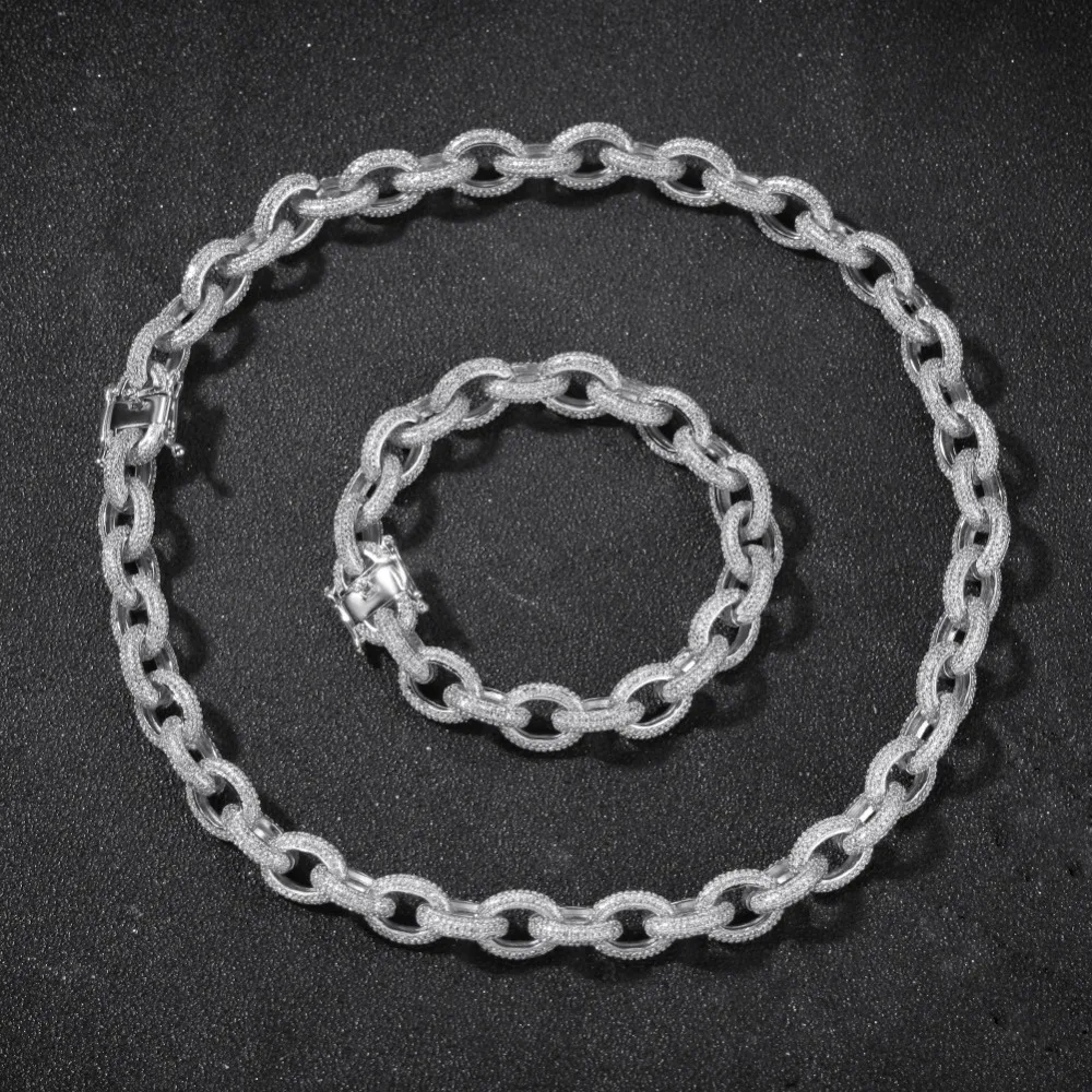 Хип хоп микро проложить AAA кубический цирконий Bling Iced Out круглая звеньевая цепочка колье ожерелья для мужчин раппер ювелирные изделия золото серебро