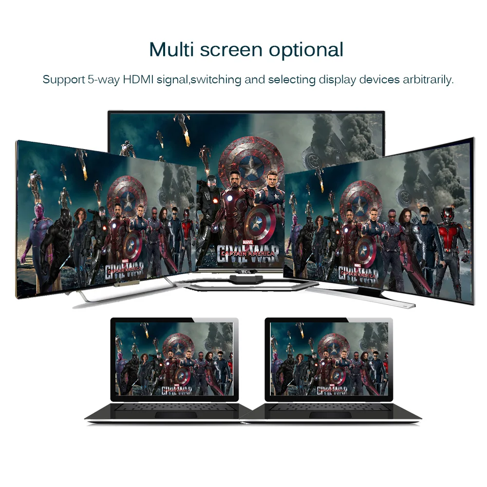 Переключатель HDMI высокого качества с поддержкой 1080P 3D 5 в 1 4 3 ИК-пультом