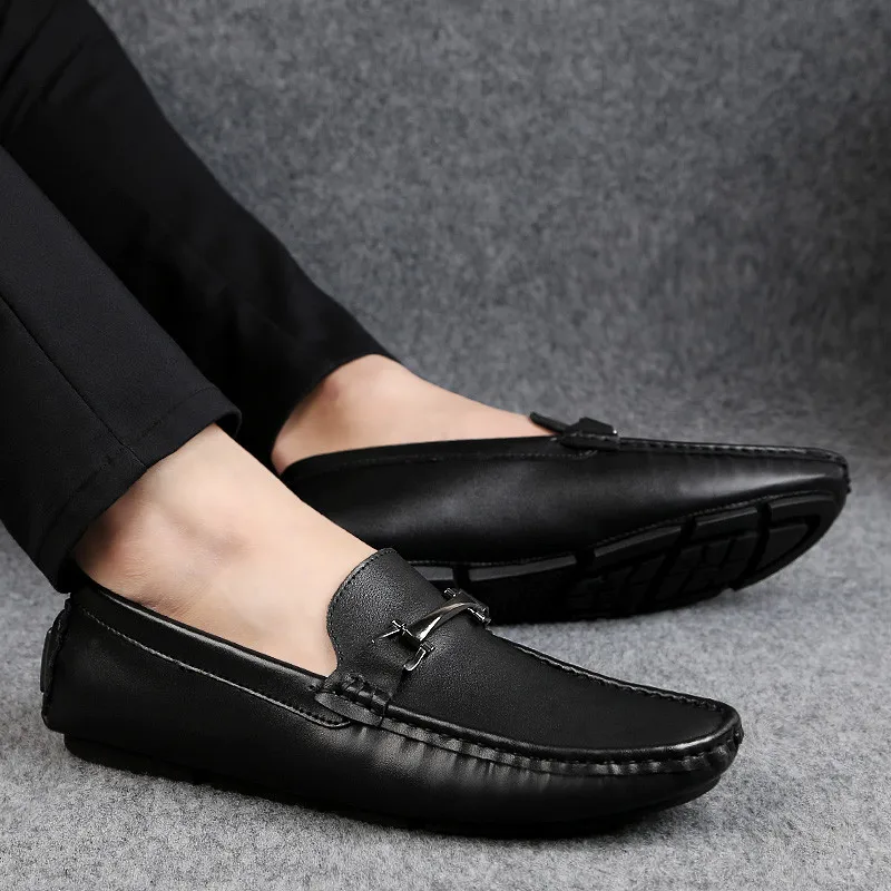Italian Mens Shoes Casual Brands Slip On Formal Luxury Men Loafers Moccasins Genuine Leather Brown Driving | Обувь