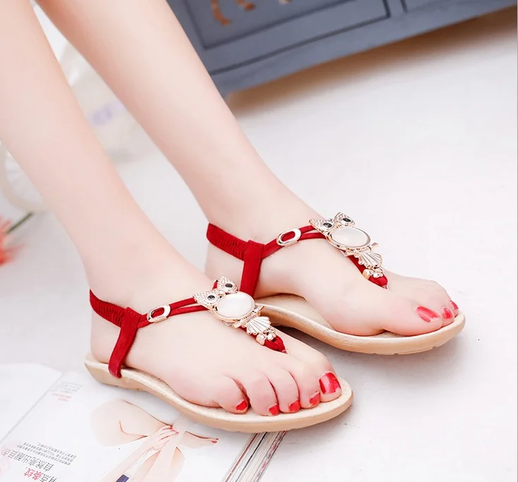 SLYXSH 2018 Summer Girls Sandals Rhinestone Princess Dress Shoes Flip Flops With Elastic Band Beach Leather |