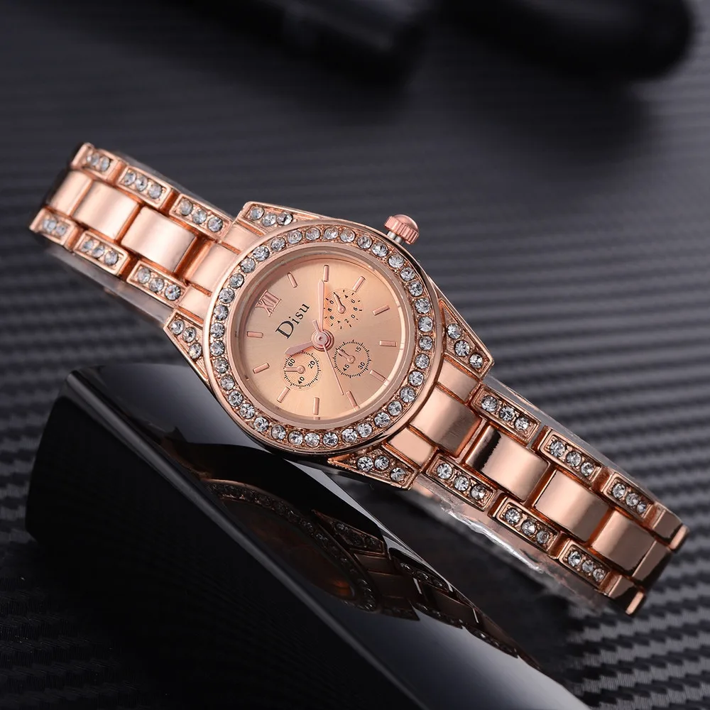 Montre femme Роскошные модные женские элегантные кварцевые часы с покрытием из розового золота, стразы, браслет, ЖЕНСКИЕ НАРЯДНЫЕ часы