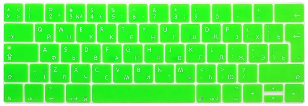 Русская раскладка клавиатуры Крышка силиконовая кожа для нового Macbook Pro 13 15 дюймов с сенсорной панелью A1706 A1707-EU Enter - Цвет: Зеленый