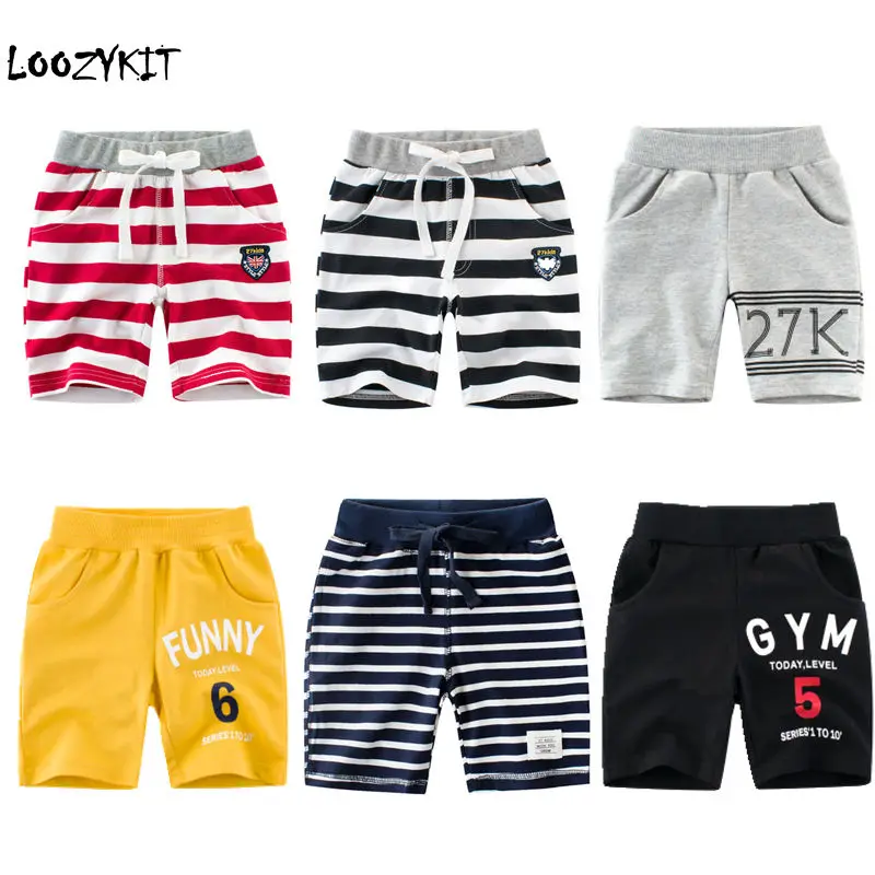 Loozykit/ модные шорты в полоску; хлопковые детские брюки; детские штаны для маленьких мальчиков; свободные пляжные шорты