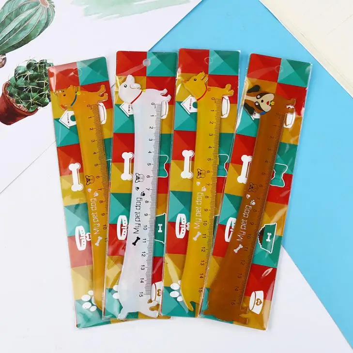 

4 Pcs/set Cartoon 15cm Animal Puppy Dog Plastic Straight Rulers Study Drawing Ruler Student Stationery School Supplies Gift