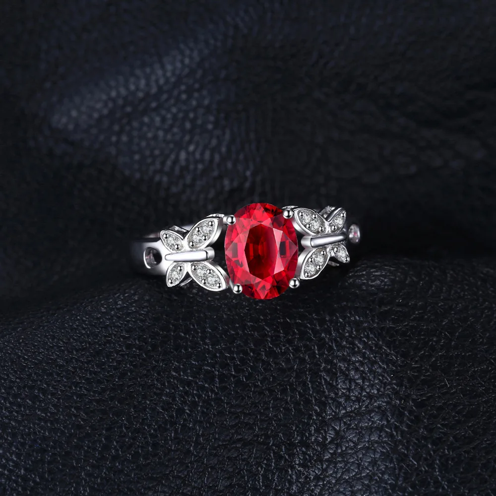 Jewelrypalace бабочка 1.8ct Овальный создания Рубин заявление кольцо 100% 925 стерлингового
