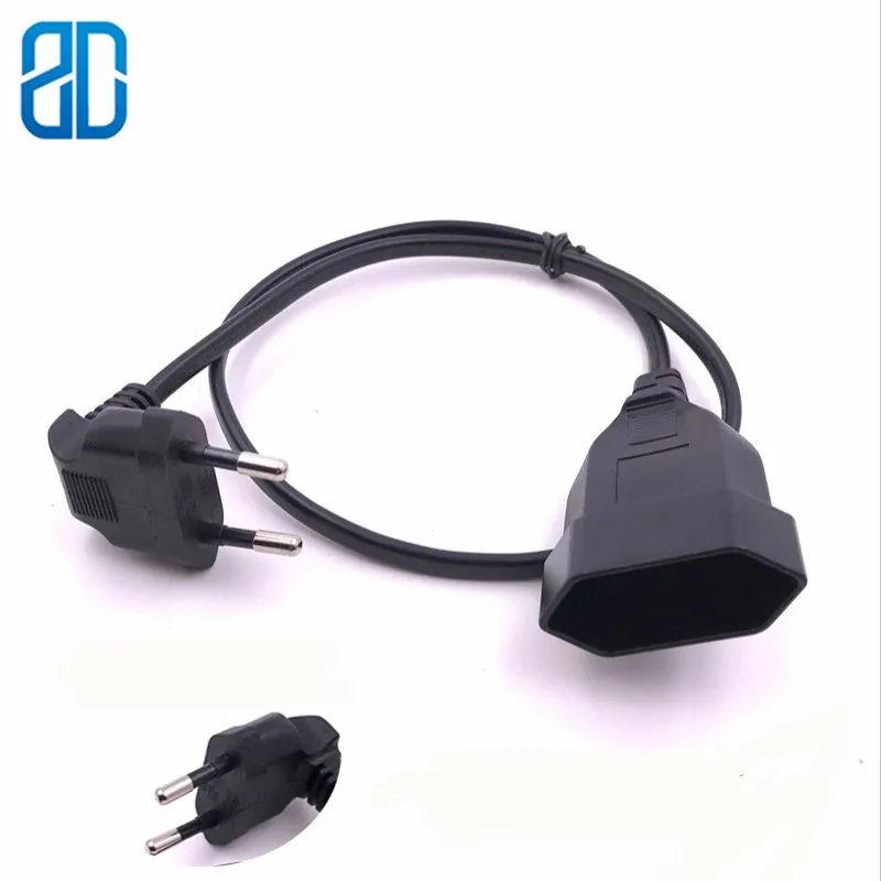 EU European Russia German French Power Extension Cable Wire Cord Wire For Bend Male With 90 Degree to Female Socket 0.3m/ 0.5m