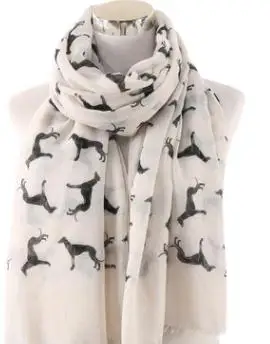 beige Мода Собака печати шарфы для женщин шали милые животные шарф с бахромой шали широкий шарф хиджаб 5 цветов - Цвет: beige