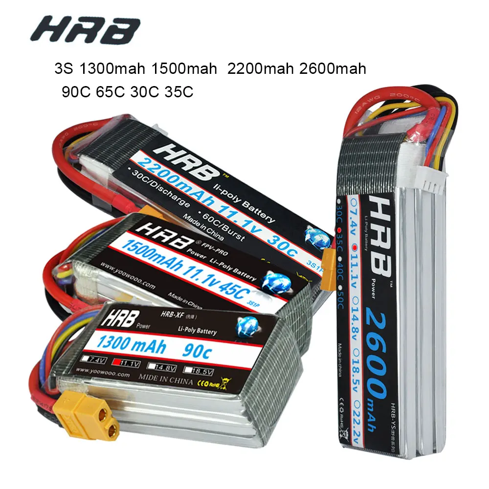Аккумулятор HRB RC Lipo 3S 11 1 В 1500 мАч 1300 2200 2600 90C 45C 65C 30C 35C|Детали и аксессуары| |