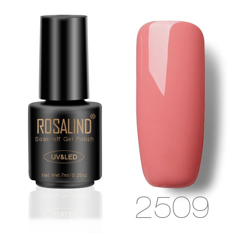 2509 ROSALIND 7 мл, флакон, черный цвет, чистый цвет, набор для полировки ногтей, лак, УФ светодиодный, впитывающий Полупостоянный лак для ногтей - Цвет: 2509