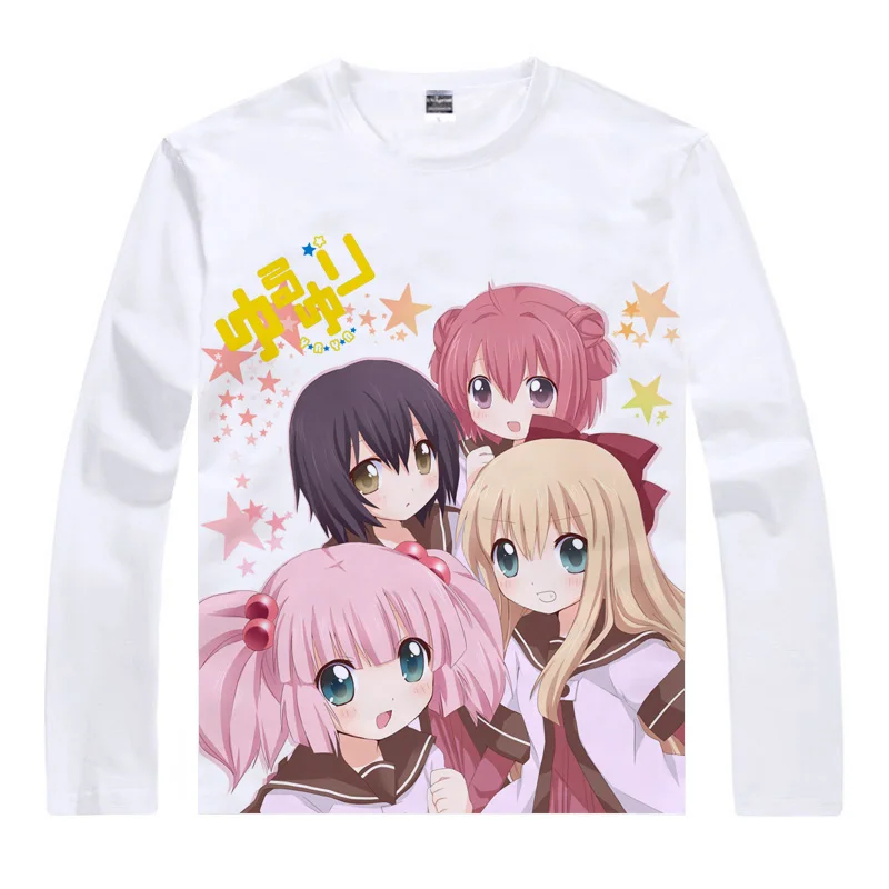 YuruYuri спокойный футболки Юрий Для мужчин в стиле хип-хоп с длинным рукавом