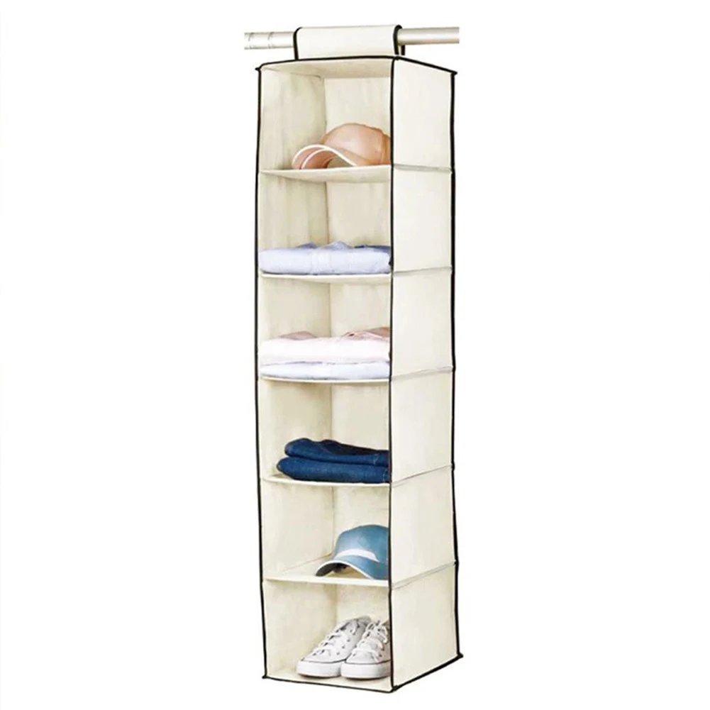 6 Section Storage Hanging Wardrobe Tidy Organiser Shelves Garment Shoe | Дом и сад