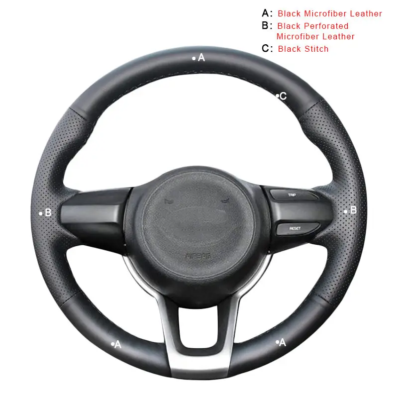 Microfiber Leather Автомобильная Оплетка на руле Крышка для Kia Rio- Rio5 K2- Picanto Morning для рукоделия DIY авто-Стайлинг - Название цвета: Microfiber Leather