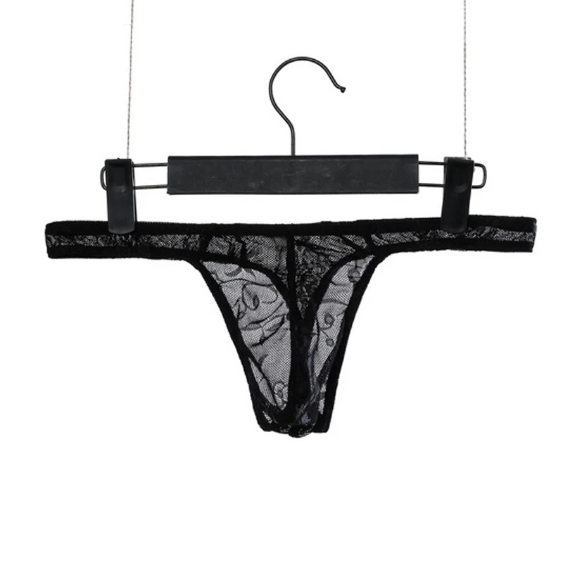 Мужские кружевные прозрачные стринги G String нижнее белье с Т образным ремешком для