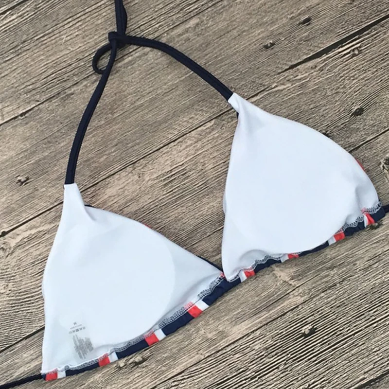 Женское Бандажное бикини купальник из двух частей полосатый пуш-ап с завязками