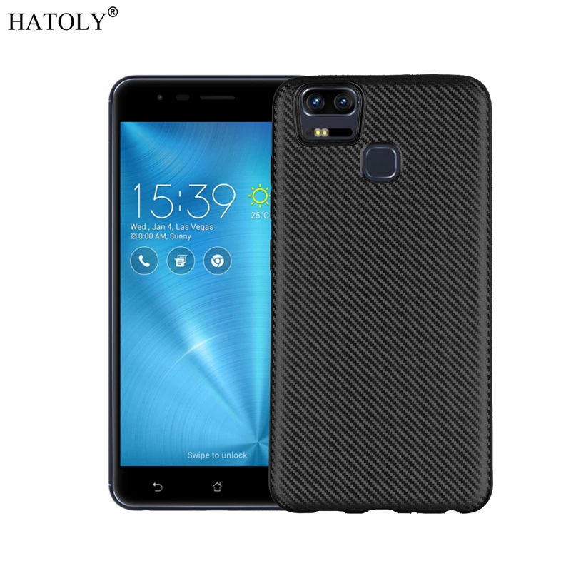 HATOLY для Fundas Asus Zenfone 3 Zoom ZE553KL чехол ультра-тонкий мягкий ТПУ/углеродное волокно задняя крышка для Zenfone Zoom S ZE553KL Z01HDA