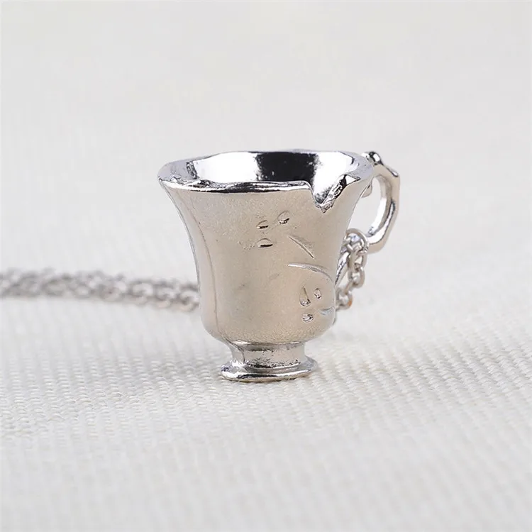 QIANKE Fashion Broken Cup Zinc Alloy Pendant Necklace for Women Girl Simple Once Upon A Time Beauty and The Beast Gift | Украшения и