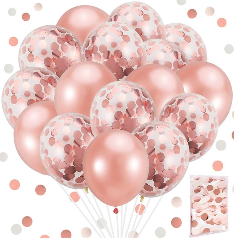 Воздушные шары с конфетти цвета розовое золото 1st Happy Birthday украшения для баннеров первый день рождения для маленьких мальчиков и девочек вечерние My One Year Birthday Decoration