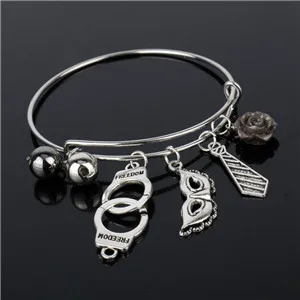 E Фильм ювелирные изделия 50 пятидесяти оттенков серого наручники рука Catenary Шарм винтажный браслет может дропшиппинг - Окраска металла: E