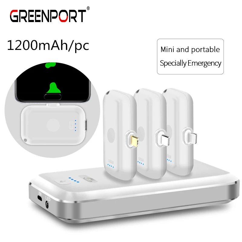 Мини Магнитный внешний аккумулятор GREENPORT беспроводное аварийное зарядное