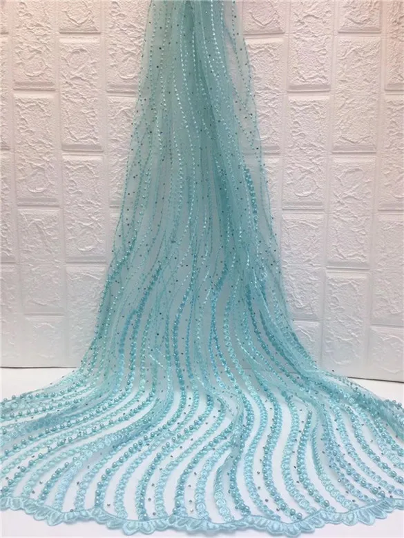 Хорошее качество французское кружево ткань с бисером африканская кружевная