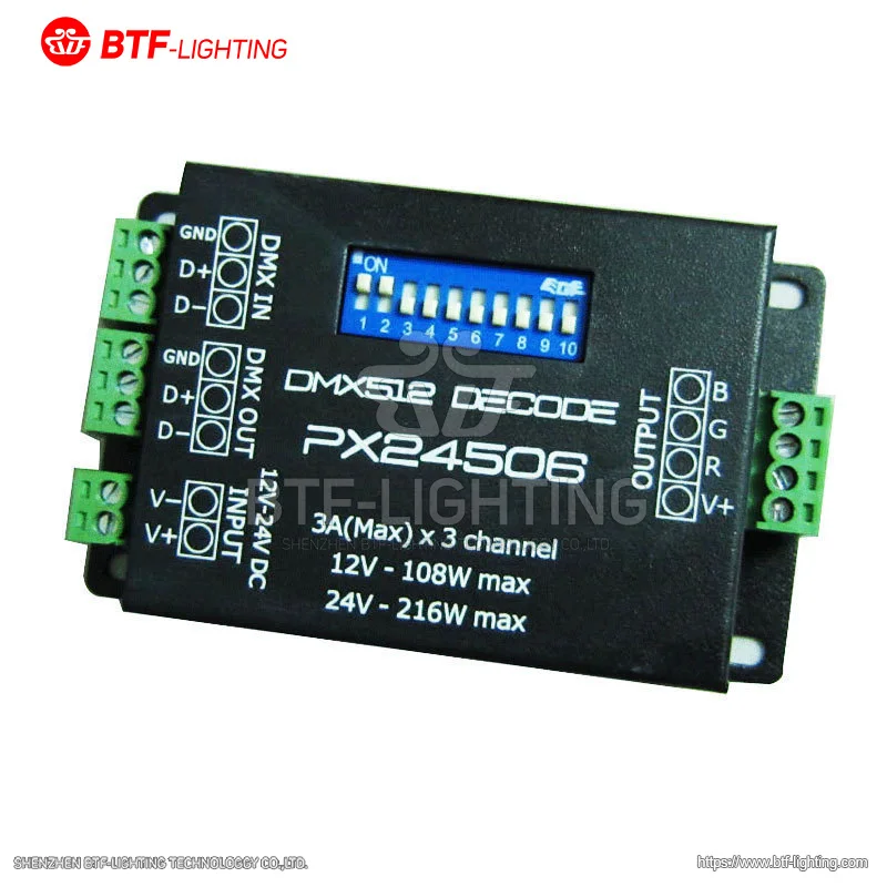 

12to24v led DMX512 decoder RGB PX24506 stage led energy-saving lighting drive control