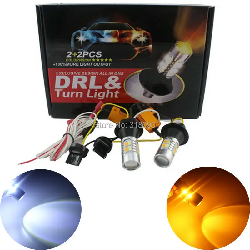 Новый бренд! 1 компл. 7440 W21W 7441 5730 20SMD Янтарный/Белый Переключатель светодиодные