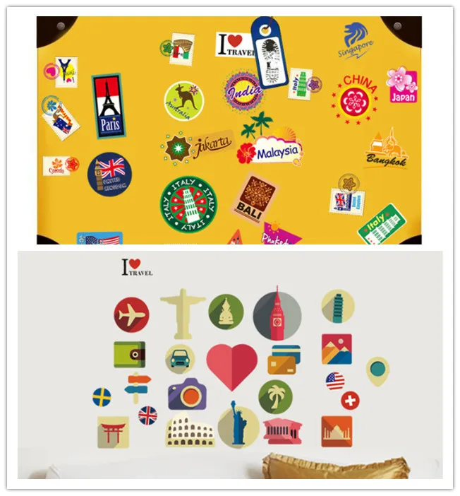 Мультяшные европейские штампы для багажника наклейки на стену багажа украшение
