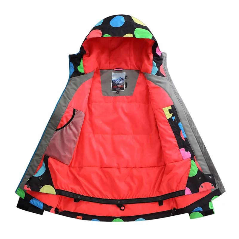 GSOU зимний женский лыжный костюм зимняя ветрозащитная Водонепроницаемая теплая