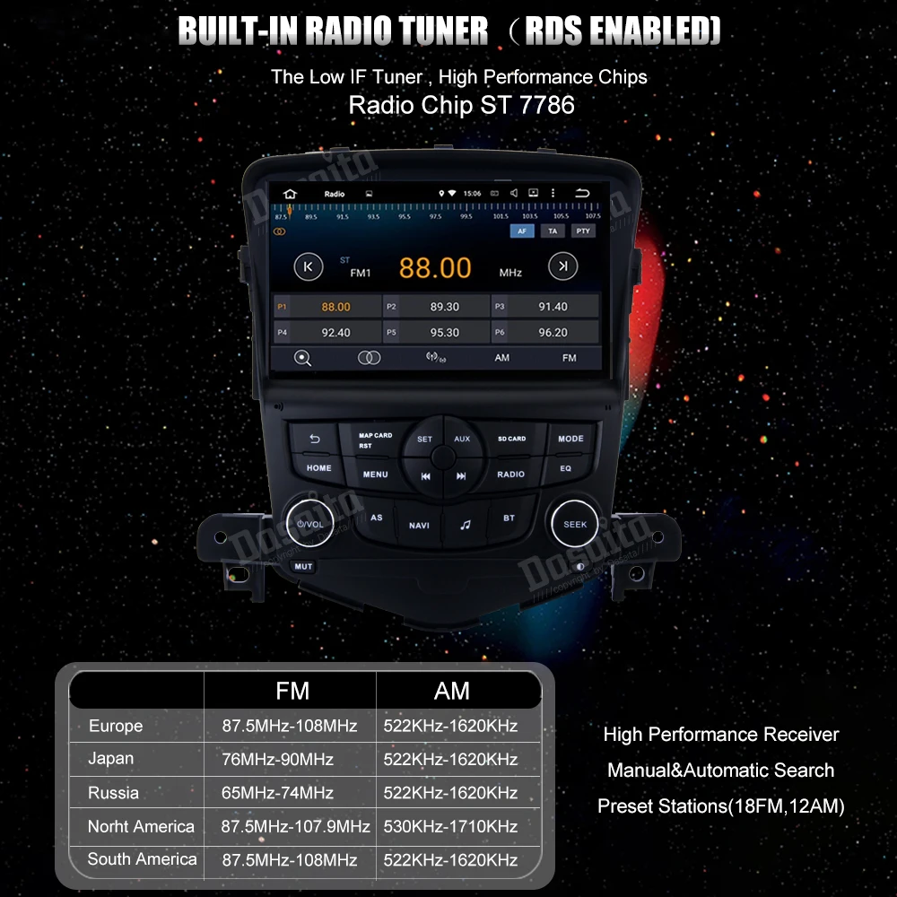 Dasaita " Android 9,0 Автомобильный gps плеер Navi для Chevrolet Cruze 2008-2011 с 2G+ 16G четырехъядерный авто стерео радио мультимедиа