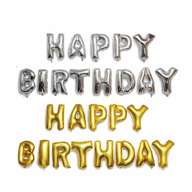 16 дюймов с днем рождения шары Алфавит Алюминий гелий письмо воздушном шаре
