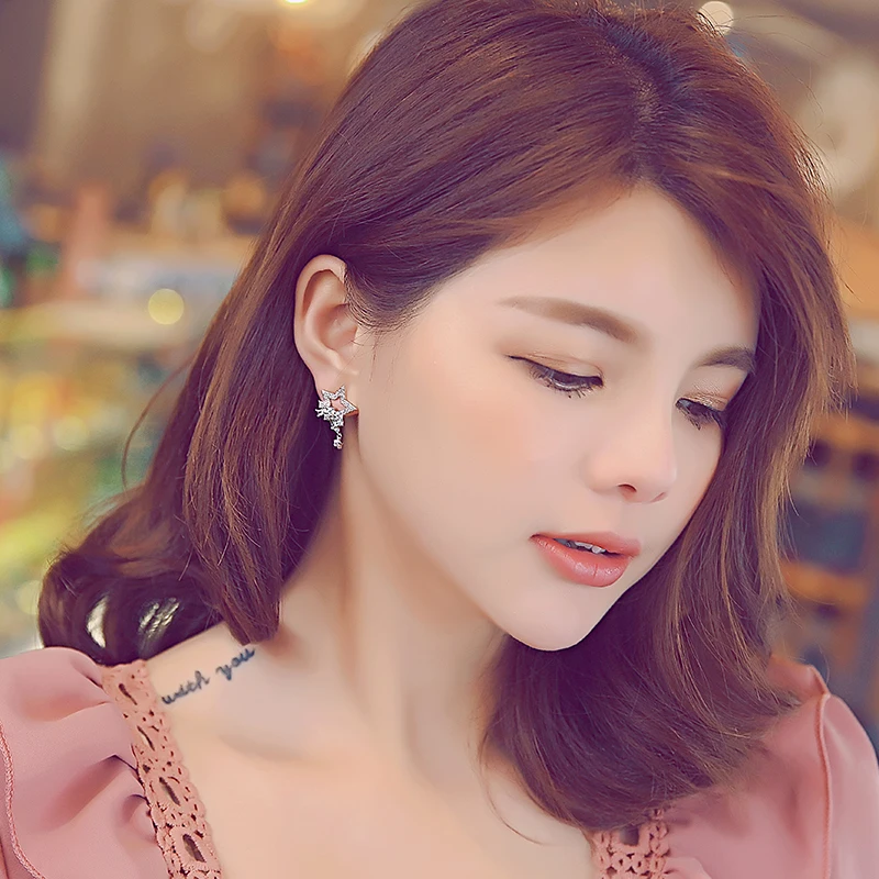 925 silver needle star earrings girl simple personality hipster fashion fresh temperament | Украшения и аксессуары