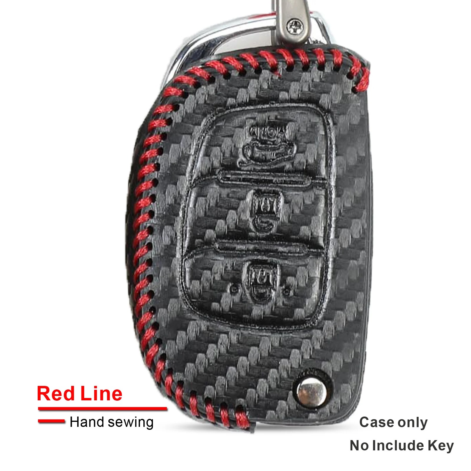 Red Line only Case Чехол для ключей из углеродистой кожи, брелок для hyundai Creta Tucson Elantra Santa Fe ix25 ix35 i20 i30 HB20 Verna Mistra - Название цвета: Red Line only Case