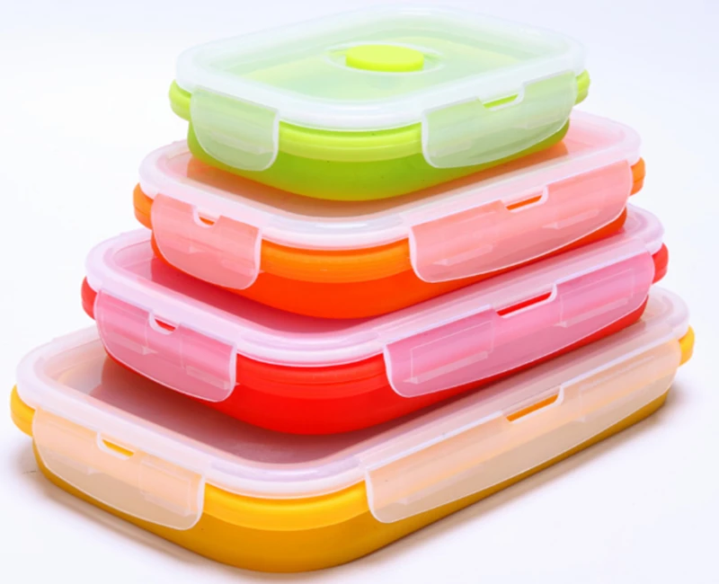 50pcs Folding Silicone Lunch Box Food Storage Container Kitchen Microwave Tableware Portable Household Outdoor box | Дом и сад