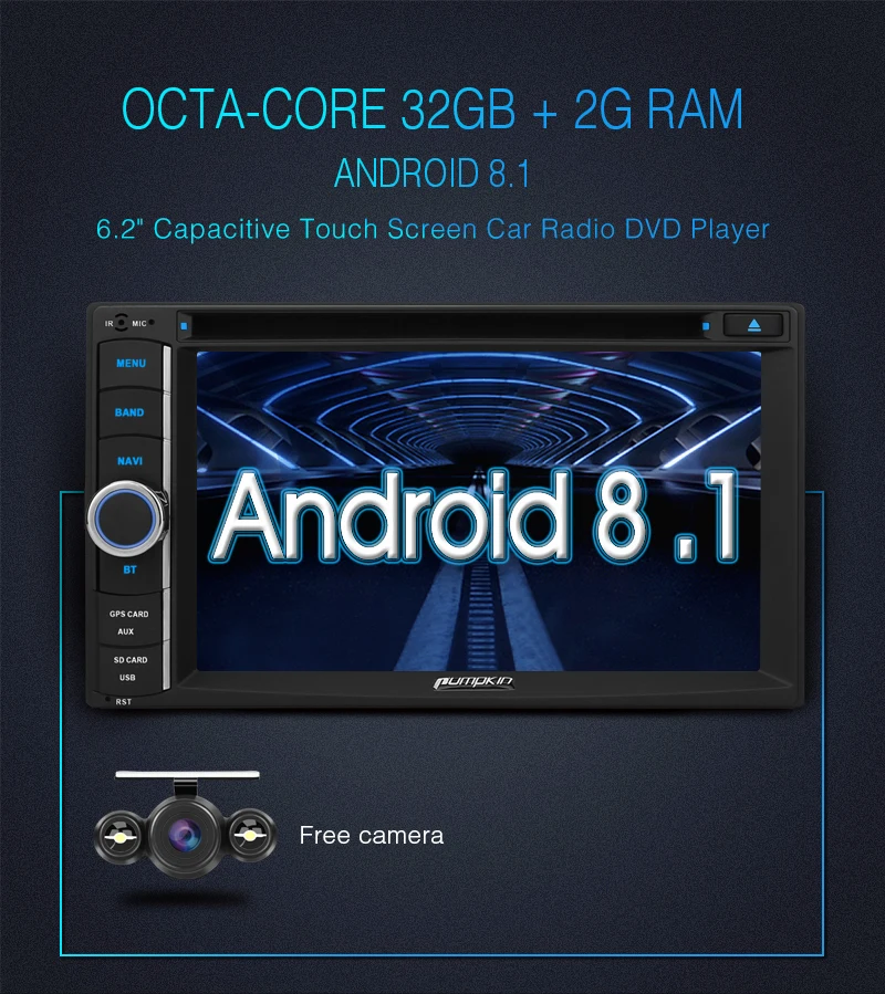 Тыква Qcta core ram 2G rom 32G 2 Din 6 &quotAndroid 8 1 Универсальный Автомобильный dvd плеер gps