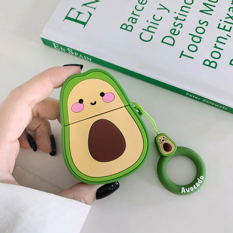 Avocado Милый мультфильм для Apple Airpods чехол Забавный авокадо защитный чехол Bluetooth чехол для наушников модный силиконовый чехол s сумки для гарнитур - Цвет: Avocado