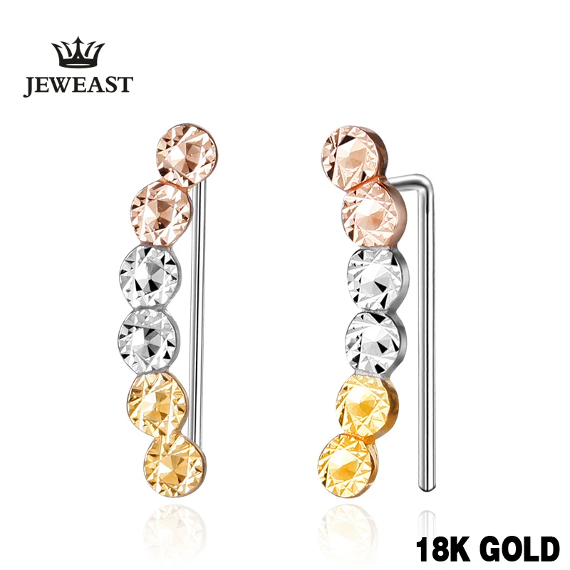 

18k Gold Rose Yellow White Women Stud Earrings Beads Shape Individuality Female Genuine Jewelry Gift For Girlfriendhot Sale New