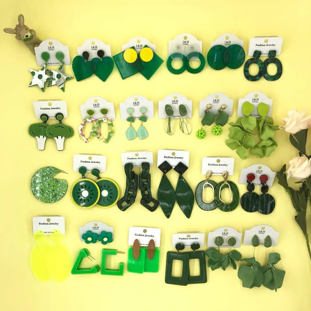 Фото Новое поступление несколько видов 30 стилей зеленые акриловые Висячие серьги
