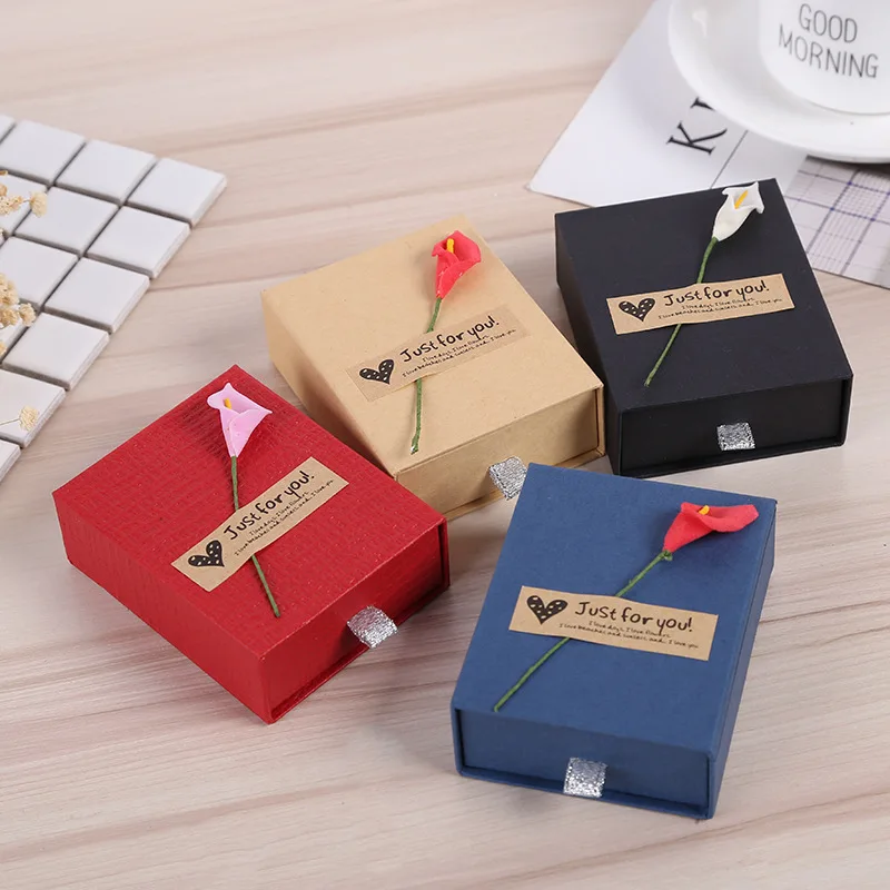 

Jewelry Paper Gift Box Applique Design Organizer Portable Ring Bracelet Earring Display Storage Box Case Wedding Anniversary