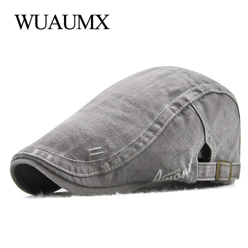 Летние береты Wuaumx шапка для мужчин хлопковая с плоским верхом мужская кепка