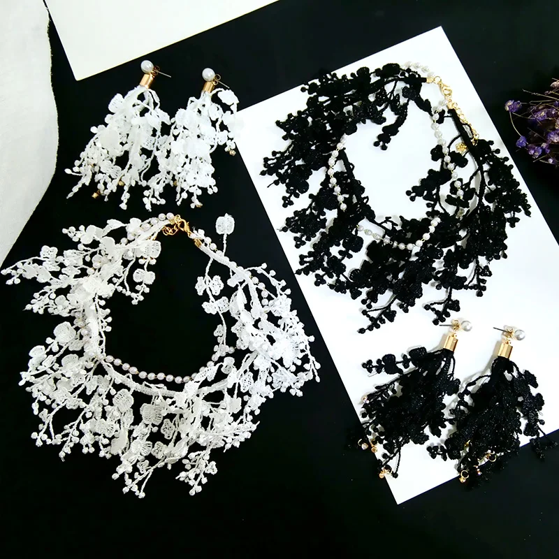 Модные очаровательны жемчужина Кружево колошения Chocker комплект ювелирных