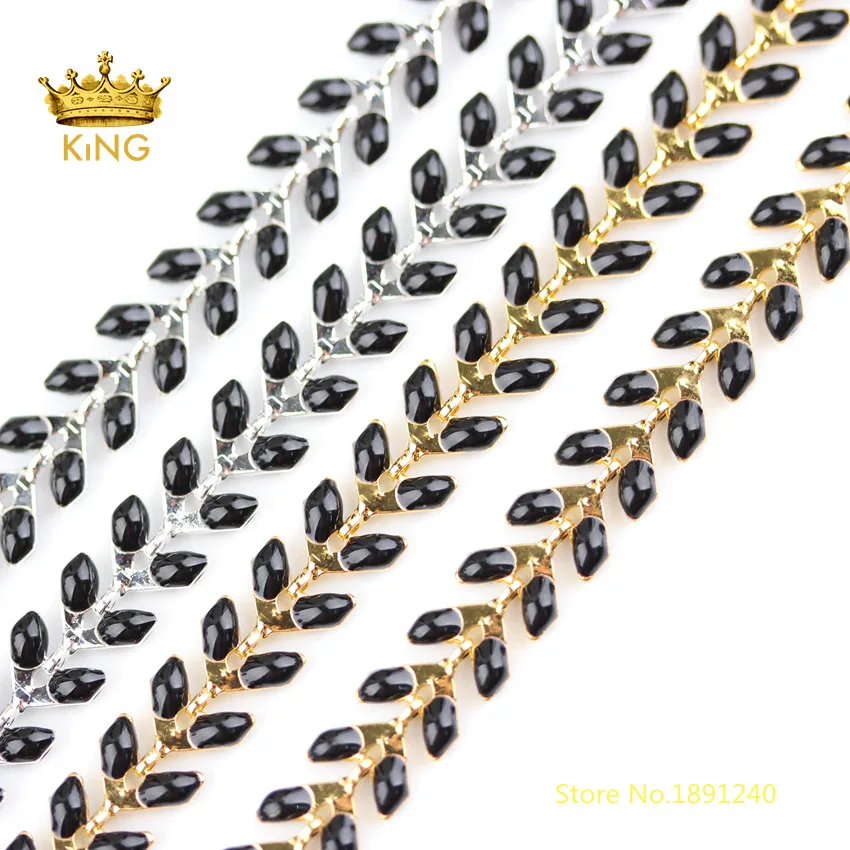 

5meters Enamel Arrow Chains DIY Choker,Black Enamel Chevron Chain Fine Jewelry,Fishbone Designer Chains,Tarnish Resistant HX205