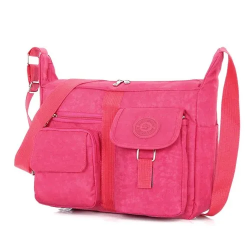 dark pink Новинка, Корейская версия, нейлоновая женская сумка, мужская сумка, сумка на плечо, большая вместительность, многодисковая сумка для отдыха и путешествий, мотоциклетная сумка - Цвет: dark pink