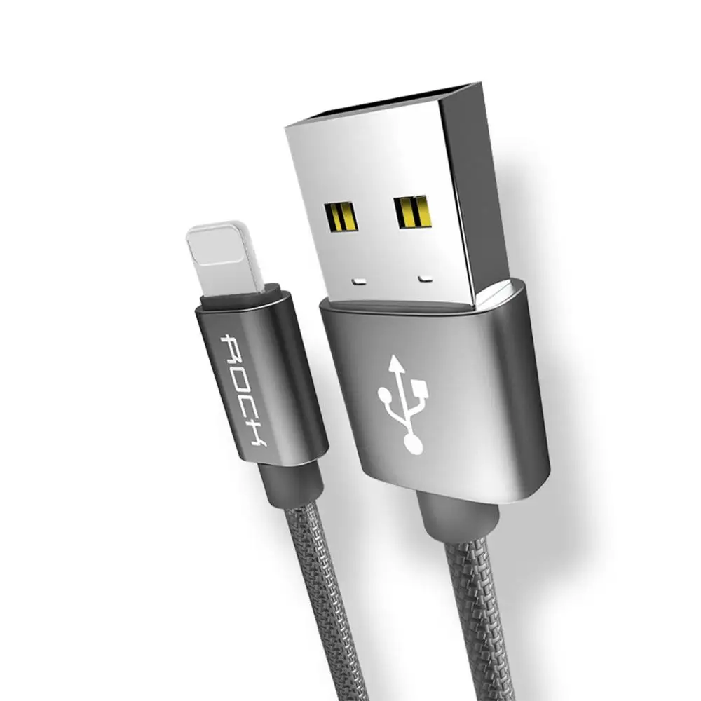 Gray ROCK USB кабель для iPhone кабель для быстрой зарядки для осветительного кабеля для iPhone XS Max XR X 8 7 6 5 Plus iPad iOS - Цвет: Gray