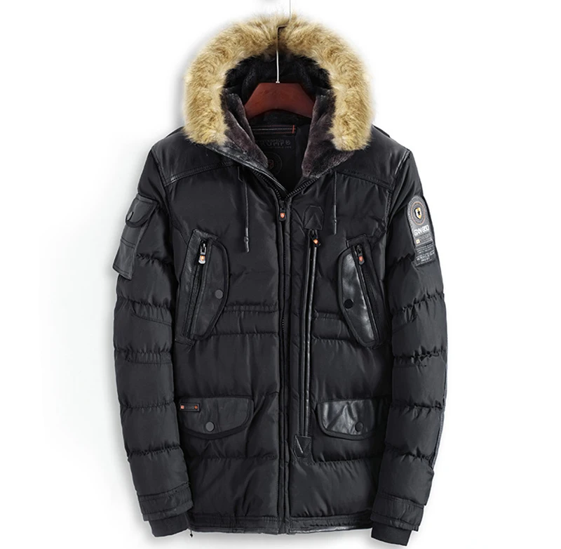 GAAJ Толстая Парка мужская куртка Fit-30'C Зимняя Повседневная Теплая мужская верхняя одежда меховая шапка Военная Amry темно-синяя куртка одежда HP87B