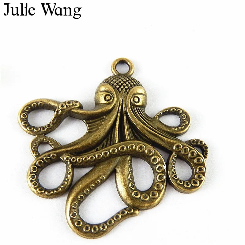 Julie Wang 3 шт. сплав античная бронза осьминог подвески ожерелье серьги фурнитура
